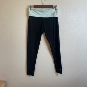 Y2K PINK Victoria's Secret Medium Fold Over Waist Yoga Pants Leggings Bling Logo